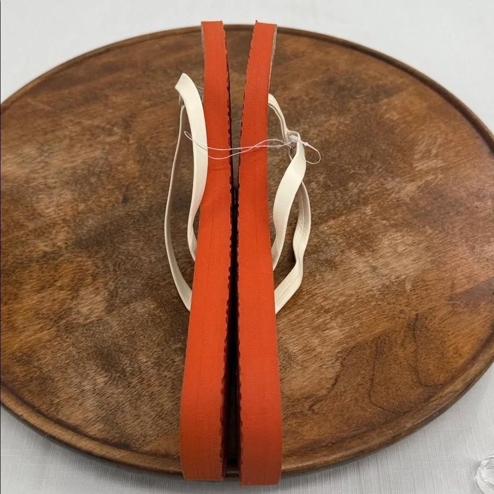 Tory Burch Sandals Wm 11 Thong Flip Flops Fall Orange Cream Cloud/Fruit Basket - Picture 6 of 9